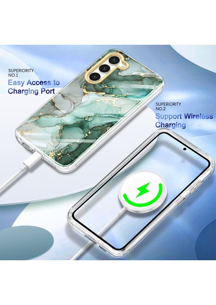 Samsung Galaxy S23+ İçin Şık Desen Kristal Tpu Tampon Telefon Kılıfı - Yeşil (Yurt Dışından) fırsatları