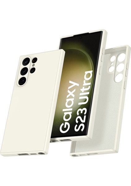 Samsung Galaxy S23 Ultra İçin İnce Sıvı Silikon Telefon Kılıfı - Beyaz (Yurt Dışından)