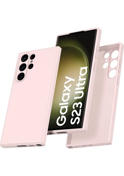 Samsung Galaxy S23 Ultra İçin İnce Sıvı Silikon Telefon Kılıfı - Pembe (Yurt Dışından)