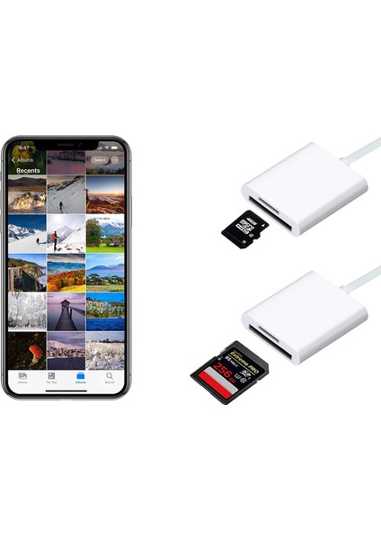 Apple Lightning iPhone / iPad Uyumlu Sd Hafıza Kartı Bağlantı Adaptörü - Tf Kart Destekli