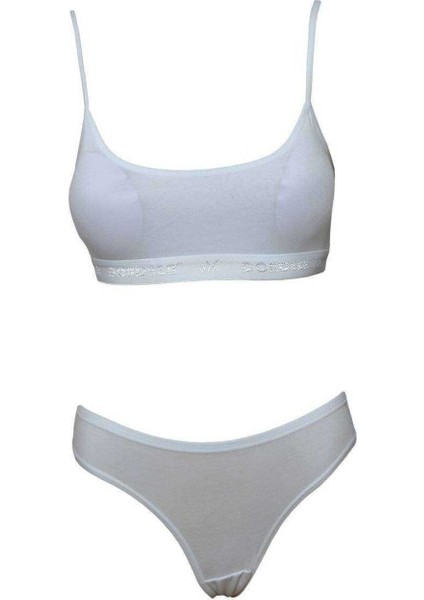 Pedli İp Askılı Yarım Atlet Büstiyer Külot Takım Beyaz
