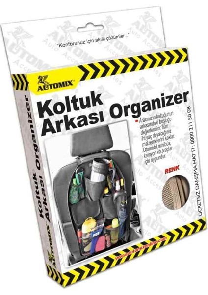 Btl Otomotiv Araba Koltuk Arkası Makam Organizer Eşya Düzenleyici Siyah