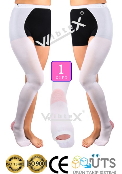 Ameliyat Çorabı Belden Kemerli Anti-Emboli (Beyaz Renk)(Çift Bacak)