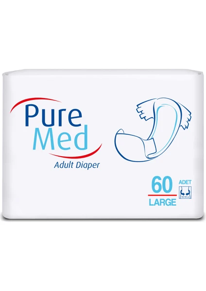 Pure Med  Belbantlı Yetişkin Hasta Bezi Large Büyük Boy 60 Adet