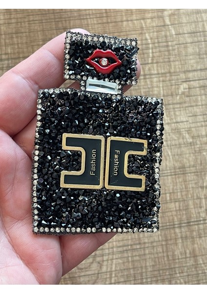9x6 cm Ütü Ile Yapışan Taşlı Parfüm Şişesi Aplike Arma Yama Dikiş Aksesuar