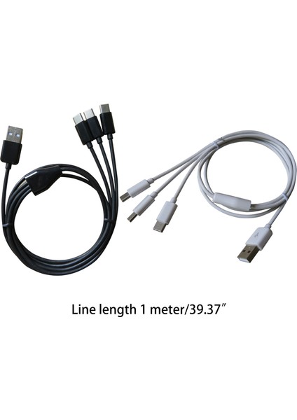 Type Tip Konektörlü 3'ü 1 Arada Şarj Kablosu Universal Sync Charger Adaptörü - Siyah (Yurt Dışından) indirimleri