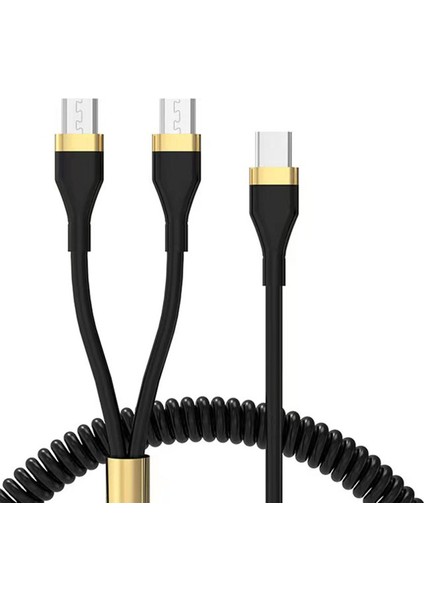 USB C Ila Çok Şarj Kablosu 2'si 1 Arada Type-C-Usb-C/android Kablo Pd Adaptör - Siyah (Yurt Dışından)