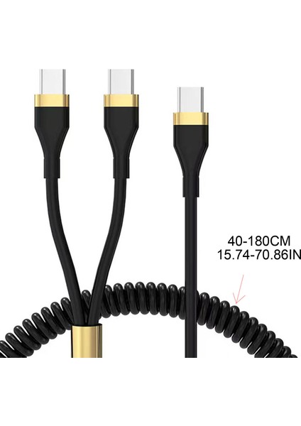 USB C Ila Çok Şarj Kablosu 2'si 1 Arada Type-C-Usb-C/android Kablo Pd Adaptör - Siyah (Yurt Dışından)
