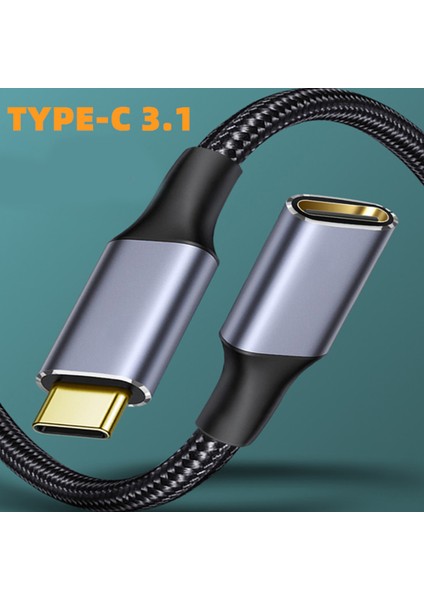 USB C Uzatma Kablosu USB 3.1 10GBPS PD100W Kablo Erkek/kadın Type Kablosu - Siyah (Yurt Dışından)