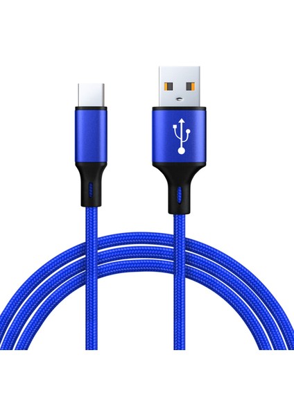 Senkronizasyon Veri Aktarımı Kablosu Akıllı Telefon Tablet Type-C Naylon Örgülü Şarj Kablosu - Mavi (Yurt Dışından)