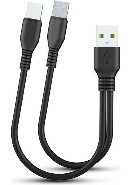 Android Type-C Şarj Cihazı Için Çift Şarj Güç Bankası USB C Şarj Kablosu - Siyah (Yurt Dışından)