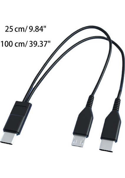 2'si 1 Arada Mikro USB C Kablo Mobilephone Şarj Cihazı Ayrıştırıcı Tel - Beyaz (Yurt Dışından)