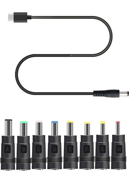 8ın1 USB C Pd 12V 3.5/4.0/4.8/5.5mm Güç Kaynağı Yönlendirici Hoparlör Için - Siyah (Yurt Dışından)
