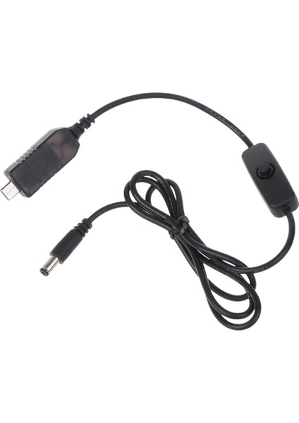 Type 5V Voltaj Adım Yukarı 12V 5.5x2.1mm Dönüştürücü Güç Kaynağı Anahtarı Kablosu - Siyah (Yurt Dışından)