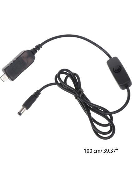 Type 5V Voltaj Adım Yukarı 12V 5.5x2.1mm Dönüştürücü Güç Kaynağı Anahtarı Kablosu - Siyah (Yurt Dışından) indirimleri
