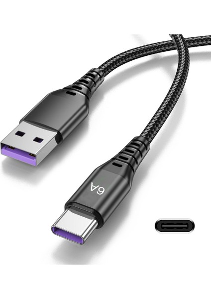 USB C USB C 66W Hızlı Şarj Kablosu Type Şarj Kablosu Telefon Tabletleri - Siyah (Yurt Dışından)