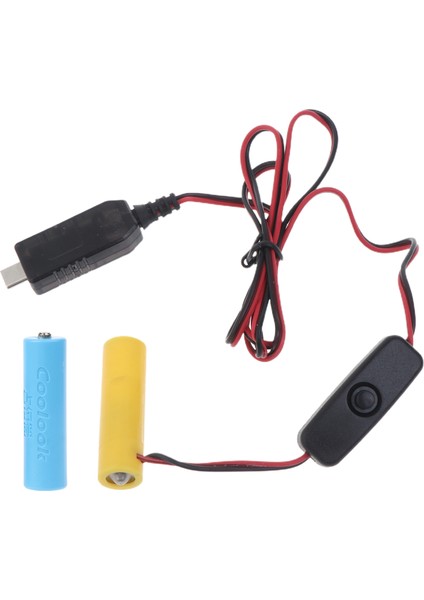USB C Ila 3V Güç Kaynağı Adaptörü Aa Pil Için 2 Adet 1.5V Aa Pil - Siyah (Yurt Dışından)