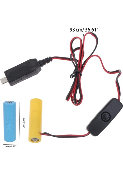 USB C Ila 3V Güç Kaynağı Adaptörü Aa Pil Için 2 Adet 1.5V Aa Pil - Siyah (Yurt Dışından)