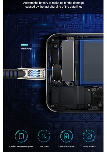 Type-C Hızlı Şarj Qc3.0 Veri Senkronizasyon Kablosu Android Telefon Için Çinko Alaşım Kablosu - Mavi (Yurt Dışından)