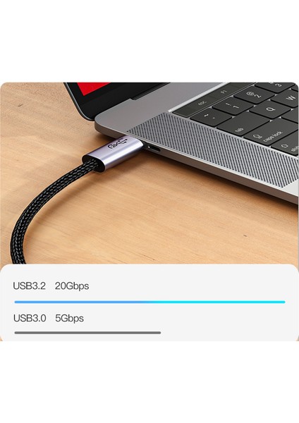 Yüksek Hızlı Veri Uzatma Kablosu 20V 40GBPS Veri Kablo Tipi C USB Şarj - Siyah (Yurt Dışından)
