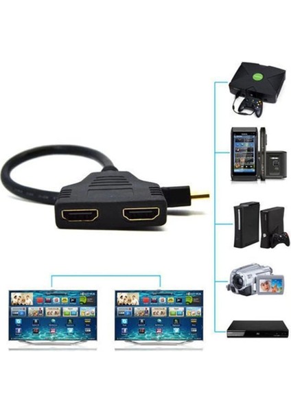 2in1 HDMI Kablo Çoklayıcı (Hdtv Splitter) Tv, Pc, Ps Uyumlu ENF-4029 Giriş Çoklayıcı Siyah