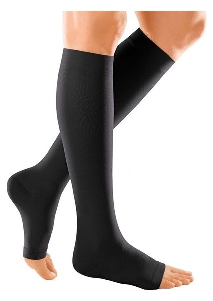 Diz Altı Pamuklu Ccl Hafif Basınç Siyah Açık Burun Varis Çorabı