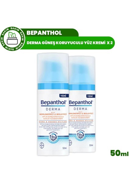 Derma Nemlendirici ve Besleyici Güneş Koruyuculu Yüz Kremi SPF25 50 ml x 2