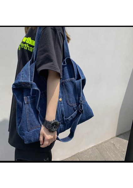 Büyük Yıkanmış Kot Çanta (Yurt Dışından) modelleri