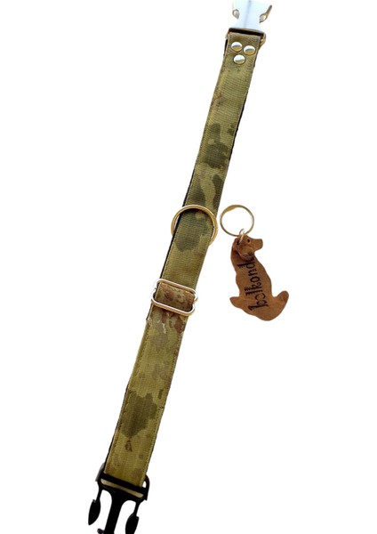 Köpek boyun tasması kamuflaj kumaş destekli kolon metal ayar tokalı genişlik:2,5cm boyun ölçüsü:XS.27-32cm ayalamalı dog collar T4-1XS