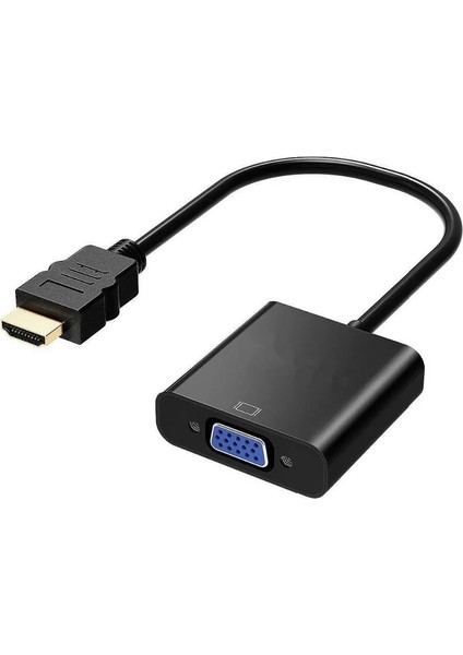 HDMI To VGA Dönüştürücü Aux Ses Bağlantı Kablolu ENF-11210 Çevirici Adaptör (Siyah)