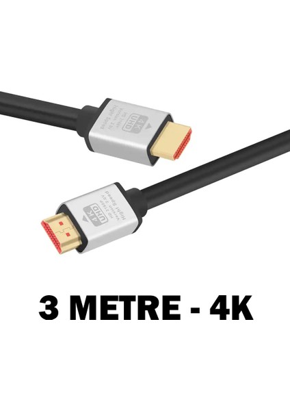 4K/2160P UHD (18 Gbps) HDMI Kablosu 3 Metre ENF-6195 Tv Pc Yansıtma HDMI Kablosu (Siyah)