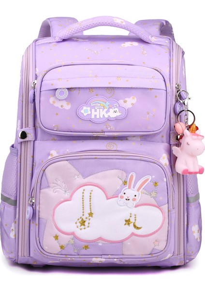 Ilkokul Çocuk Okul Çantası Sınıf 16 Yük Azaltma Omurga Koruma Bunny Schoolbag Erkek ve Kız Sırt Çantası (Yurt Dışından)