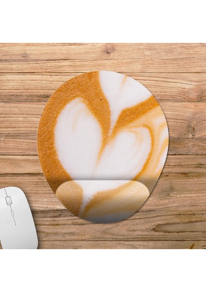 Latte - Kahve Bilek Destekli Mousepad Model - 1 Oval