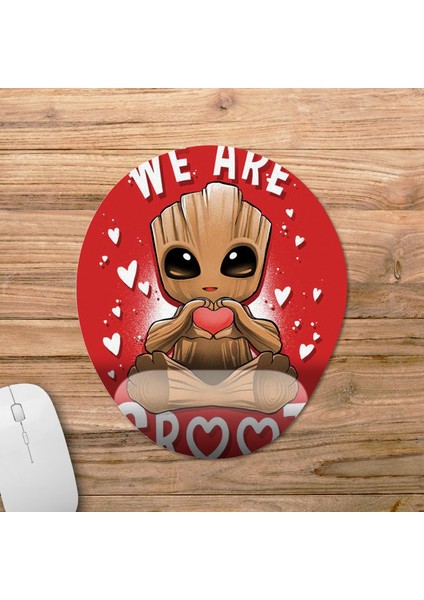We Are Groot Guardians Of The Galaxy - Sevgili Bilek Destekli Mousepad Model - 1 Oval