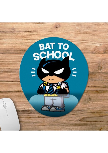 Batman - Bat To School Bilek Destekli Mousepad Model - 1 Oval