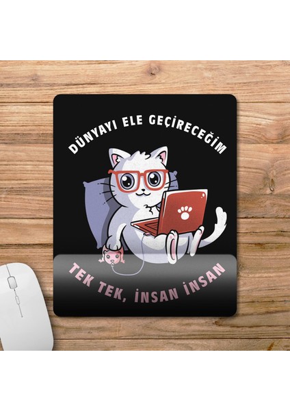 Dünyayı Ele Geçireceğim - Kedi Bilek Destekli Mousepad Model - 1