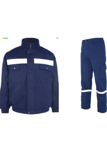 Iş Takımı 7/7 Gabardin Pamuk Kapitoneli Reflektörlü Lacivert