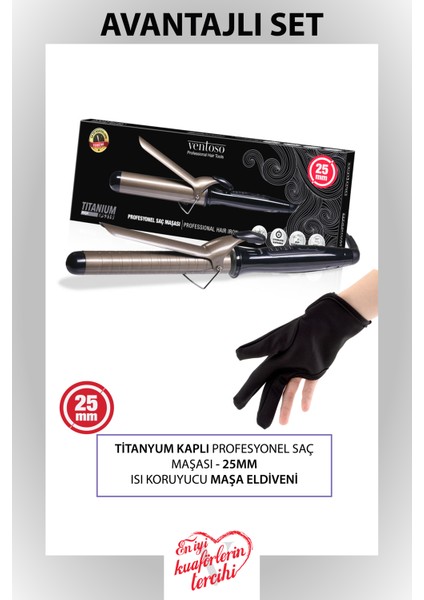 Titanyum Kaplı Profesyonel Saç Maşası 25MM Isıya Dayanıklı Eldivenli EPS319 fiyatları