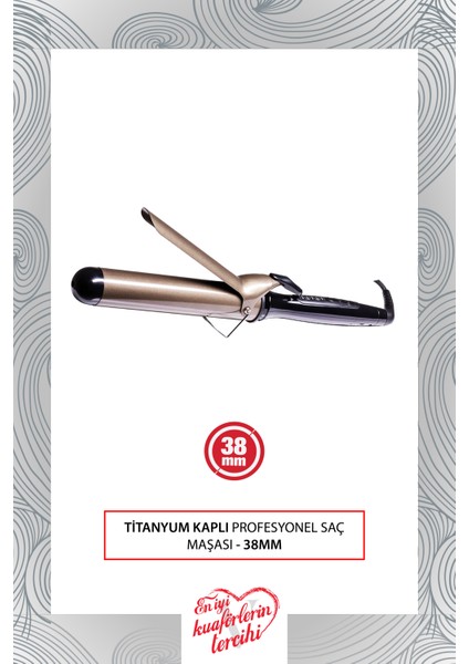 Titanyum Kaplı Profesyonel Saç Maşası 38MM Isıya Dayanıklı Eldivenli EPS319