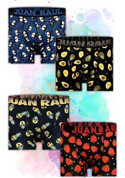 Store 4'lü Desenli Renkli Erkek Boxer