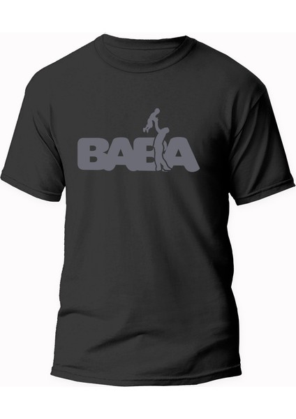 Baba Oğul Baba Yazılı Siluet Tasarım Pamuklu Bisiklet Yaka Tişört10 fiyatları