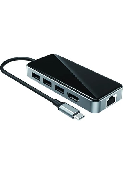 10 In 1 Type C Çevirici Gigabit RJ45 4K HDMI 5* USB 3.0