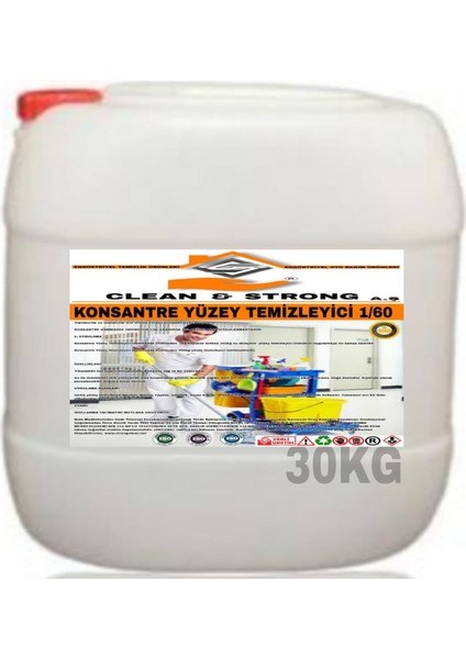 Clean&strong Yüzey Temizleyici Ultra Konsantre 1/60 30KG