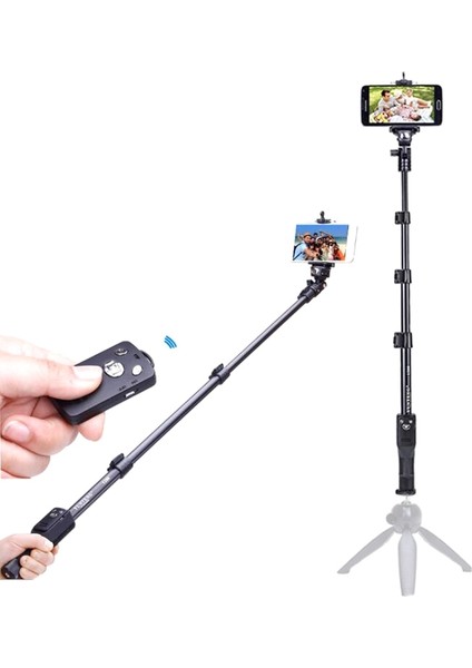 3'ü 1 Monopod + Telefon Tutucu Klibi + Bluetooth Deklanşör (Yurt Dışından)