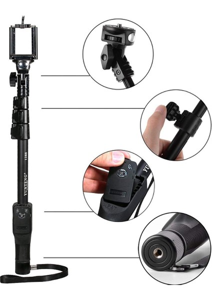 3'ü 1 Monopod + Telefon Tutucu Klibi + Bluetooth Deklanşör (Yurt Dışından)