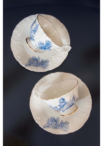 Mavi Ingiliz Altın Yaldızlı Bone 2 Kişilik Çay Fincan Takımı fiyatları