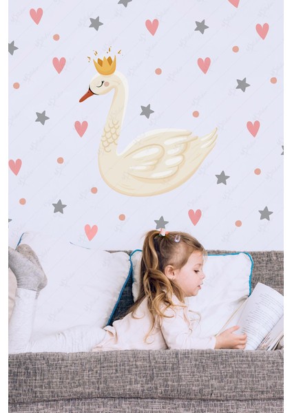 Kuğu Yıldızlar ve Kalpler Çocuk Bebek Odası Sticker Seti fiyatları