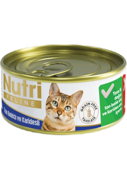 Nutri Feline Grain Free Tuna Pate with Shrimps Adult Cat Tahılsız Ton Balıklı ve Karidesli Yetişkin Kediler İçin Yaş Kedi Maması 85gr