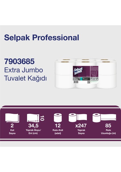 Extra Jumbo Tuvalet Kağıdı 85mt 12li