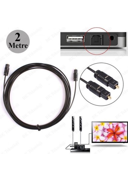 2 Metre Digital Optik Toslink Fiber Ses Kıablosu Od:2.2